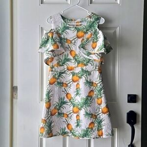 WHY Dress Pineapple Print off the Shoulder Midi Dress